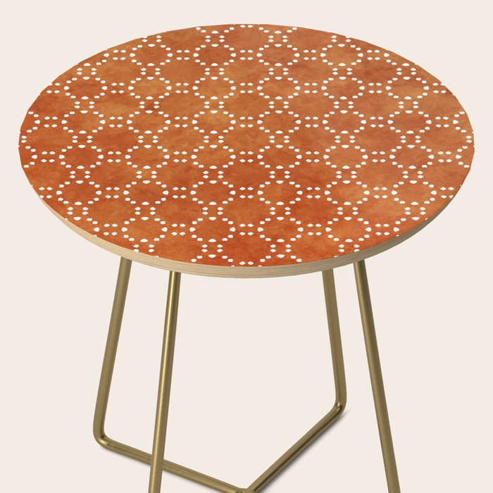Abstract, Boho, Geometric Pattern, Terracotta Side Table Gallery Image 2
