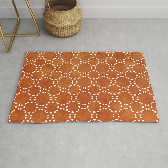 Abstract, Boho, Geometric Pattern, Terracotta Rug Gallery Image 1