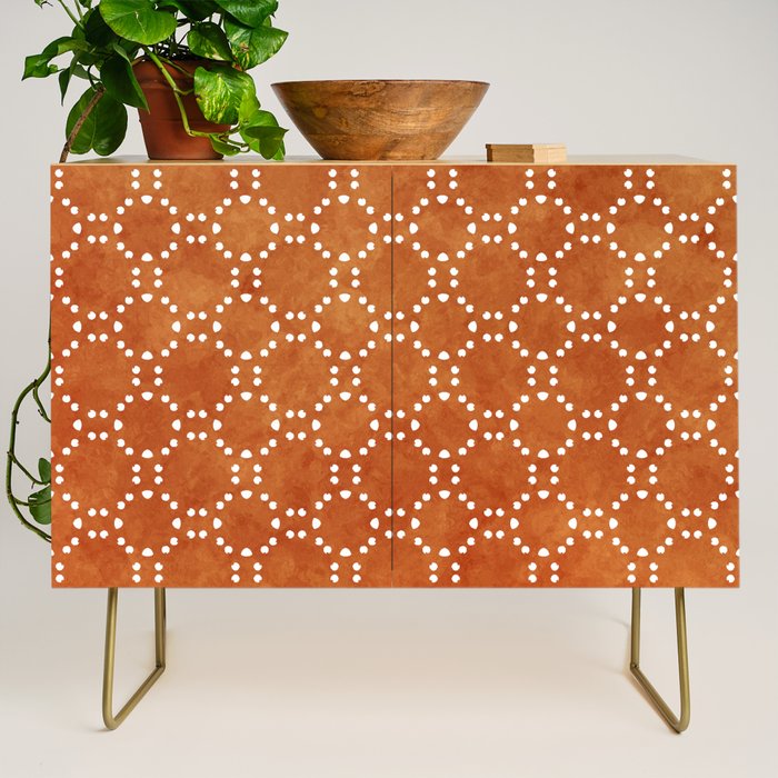 Abstract, Boho, Geometric Pattern, Terracotta Credenza Gallery Image 1