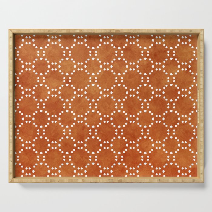 Abstract, Boho, Geometric Pattern, Terracotta Serving Tray Gallery Image 1