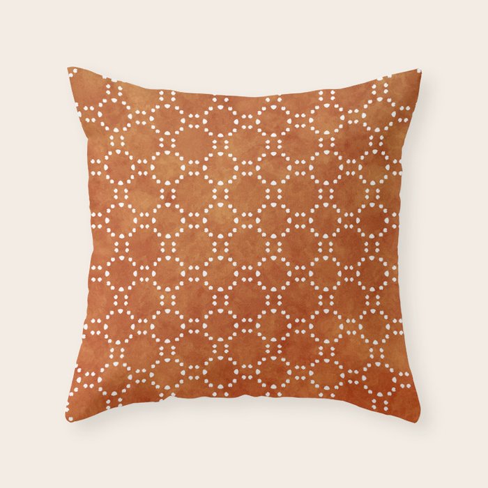 Abstract, Boho, Geometric Pattern, Terracotta Throw Pillow Gallery Image 6