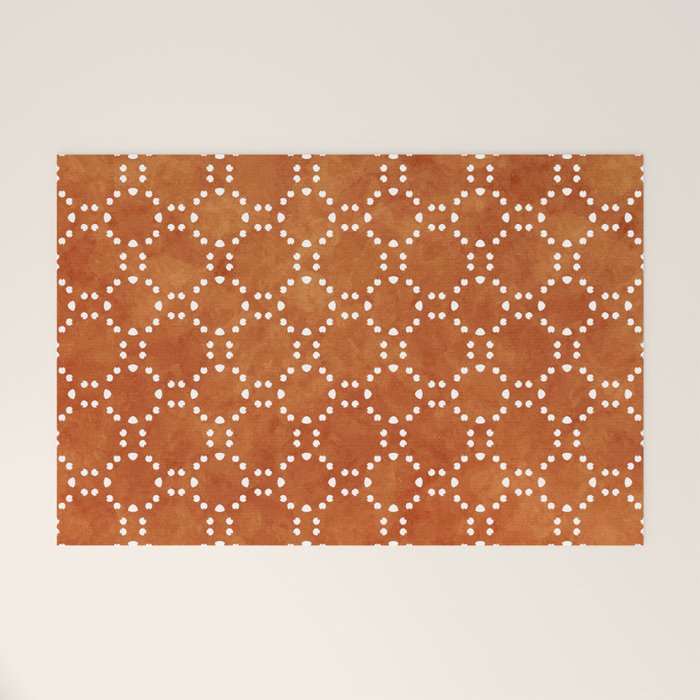 Abstract, Boho, Geometric Pattern, Terracotta Welcome Mat Gallery Image 1