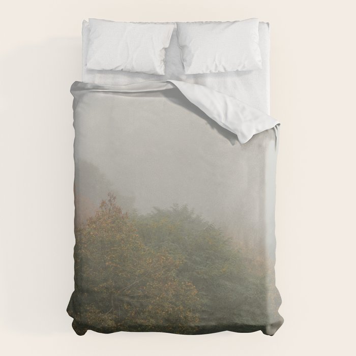 Belgium Misty Forest Scene | Atmospheric Nature Photography Duvet Cover Gallery Image 1