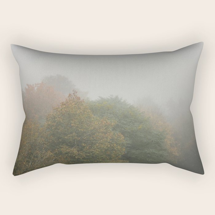 Belgium Misty Forest Scene | Atmospheric Nature Photography Rectangular Pillow Gallery Image 2