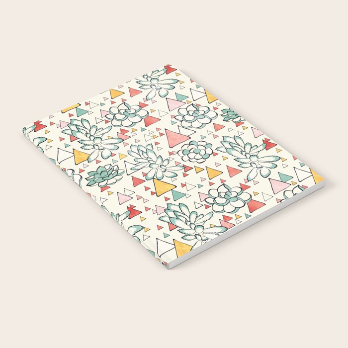Succulent and triangles seamless pattern Notebook Gallery Image 1