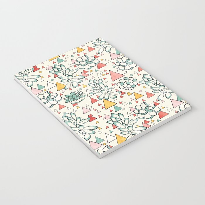 Succulent and triangles seamless pattern Notebook Gallery Image 3