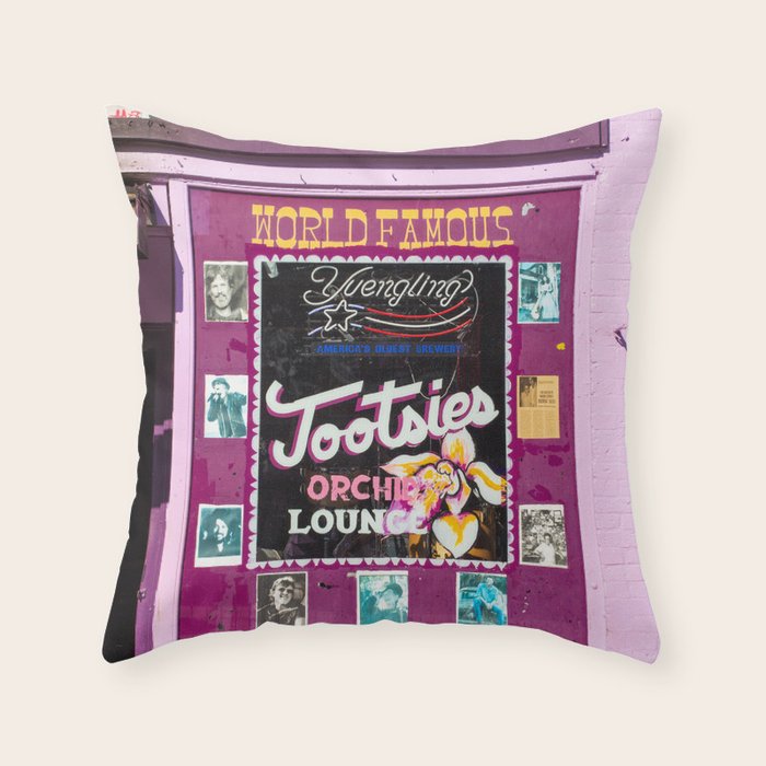 Tootsie's Orchid Lounge II Throw Pillow Gallery Image 1