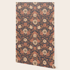 Peach, Dusty Rose, Mauve & Blue-Gray Floral Pattern Wallpaper Gallery Image 2
