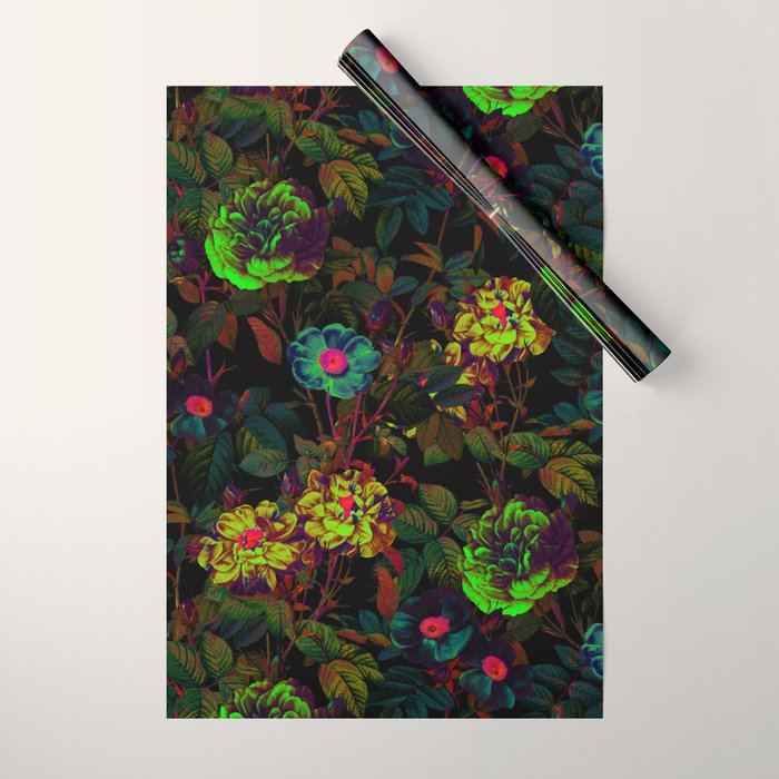 Floral Neon Garden Wrapping Paper Gallery Image 1