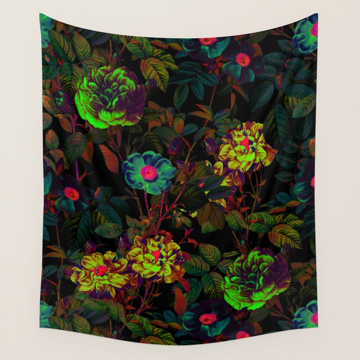 Floral Neon Garden Wall Tapestry Gallery Image 4