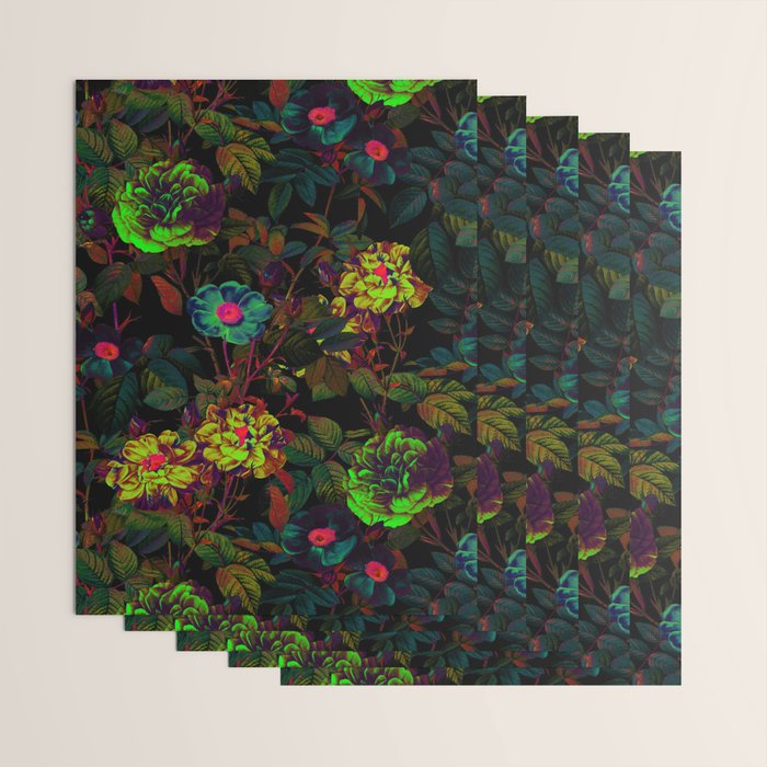 Floral Neon Garden Wrapping Paper Gallery Image 3
