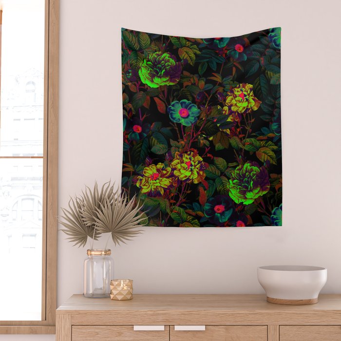 Floral Neon Garden Wall Tapestry Gallery Image 2