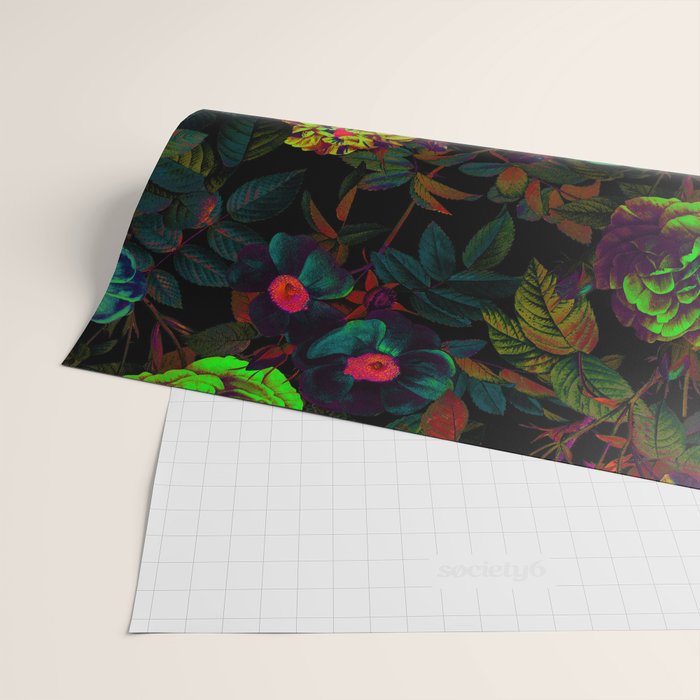 Floral Neon Garden Wrapping Paper Gallery Image 2