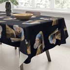 Girl with pearl earring blowing bubble gum Tablecloth Gallery Image 3