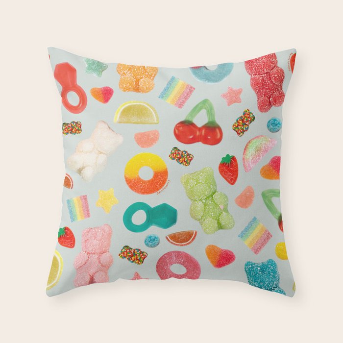 Candy Print in Blue Throw Pillow Gallery Image 6