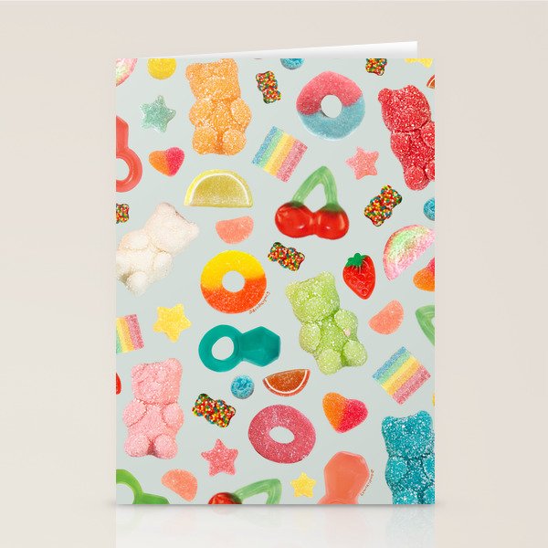 Candy Print in Blue Stationery Card Gallery Image 1