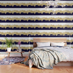 Modern navy blue white faux gold glitter brushstrokes Wallpaper Gallery Image 3