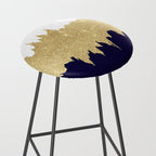 Modern navy blue white faux gold glitter brushstrokes Stool Gallery Image 2
