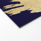 Modern navy blue white faux gold glitter brushstrokes Welcome Mat Gallery Image 2