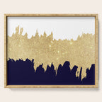 Modern navy blue white faux gold glitter brushstrokes Serving Tray Gallery Image 1