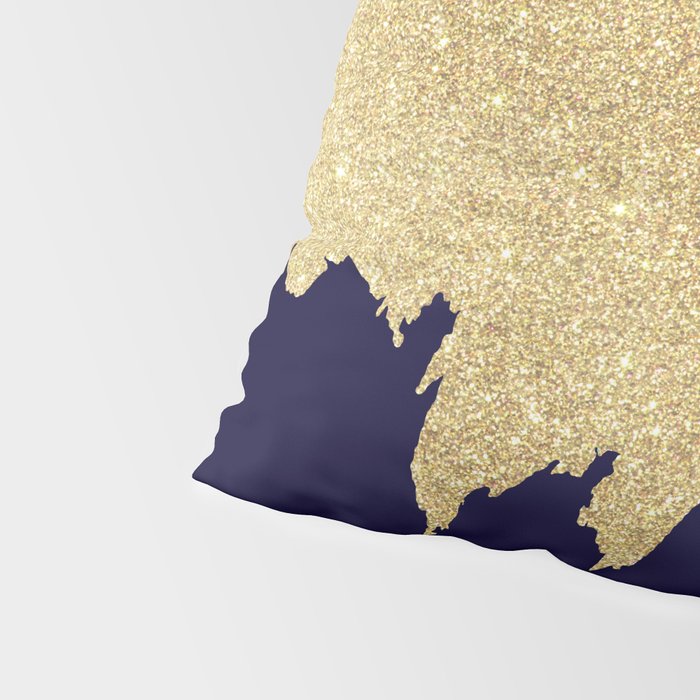 Modern navy blue white faux gold glitter brushstrokes Pillow Sham Gallery Image 4