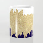 Modern navy blue white faux gold glitter brushstrokes Coffee Mug Gallery Image 4