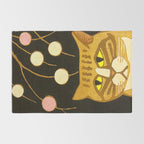 Japanese Cat Cubism Woodblock Print Cherry Blossom Midcentury Modern Rug Gallery Image 2