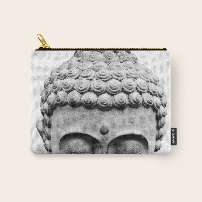 Shy Buddha - Black and White Photography Carry All Pouch Gallery Image 1