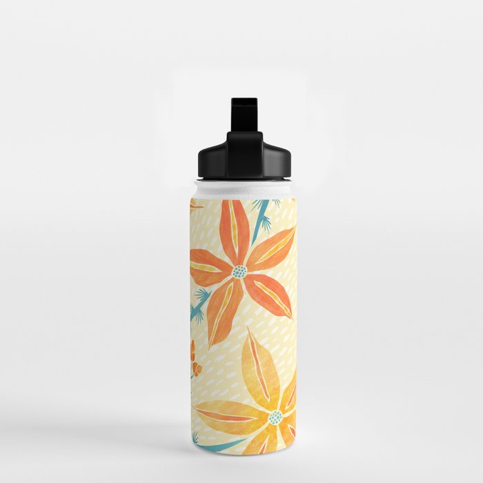Vintage Tropical Flower Print Water Bottle Gallery Image 2