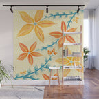 Vintage Tropical Flower Print Wall Mural Gallery Image 1
