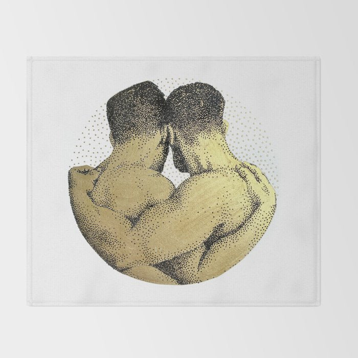 The Pair - NOODDOODs (gold doesn't print shiny) Throw Blanket Gallery Image 2