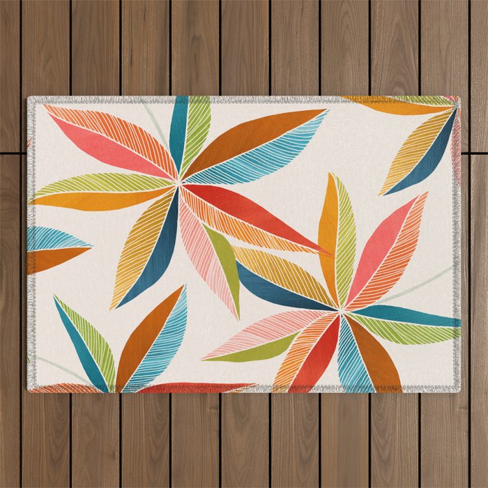 Multicolorful Leaf Design Outdoor Rug Gallery Image 1