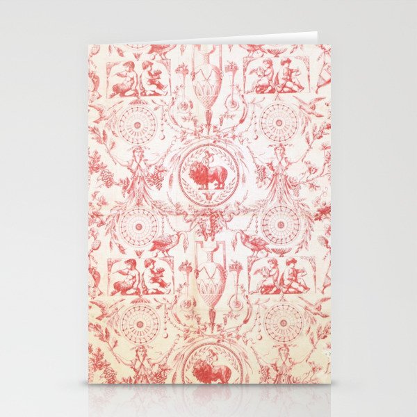 Antique 1900 Neoclassical French Chateau Toile de Jouy Stationery Card Gallery Image 1