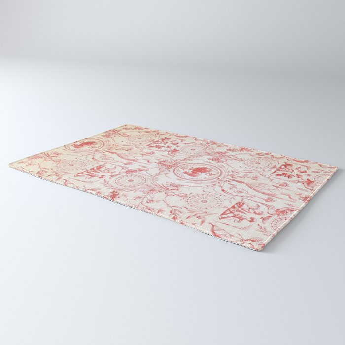 Antique 1900 Neoclassical French Chateau Toile de Jouy Rug Gallery Image 3