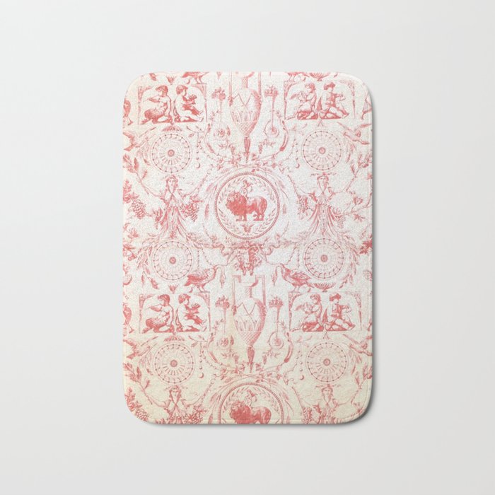 Antique 1900 Neoclassical French Chateau Toile de Jouy Bath Mat Gallery Image 1