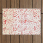 Antique 1900 Neoclassical French Chateau Toile de Jouy Outdoor Rug Gallery Image 1