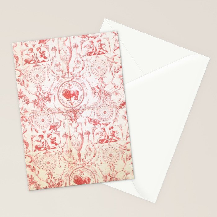 Antique 1900 Neoclassical French Chateau Toile de Jouy Stationery Card Gallery Image 2