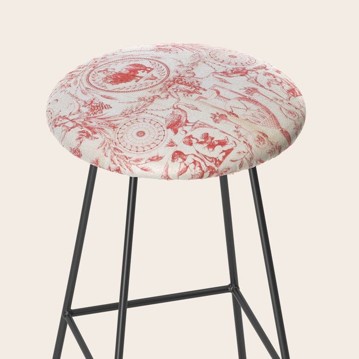 Antique 1900 Neoclassical French Chateau Toile de Jouy Stool Gallery Image 2
