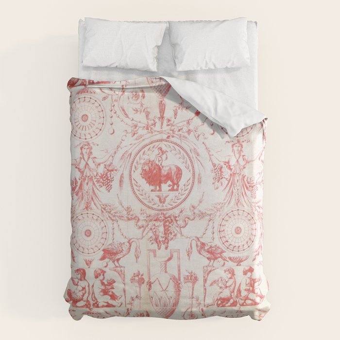 Antique 1900 Neoclassical French Chateau Toile de Jouy Duvet Cover Gallery Image 6