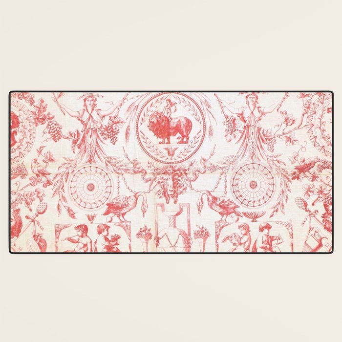 Antique 1900 Neoclassical French Chateau Toile de Jouy Desk Mat Gallery Image 3