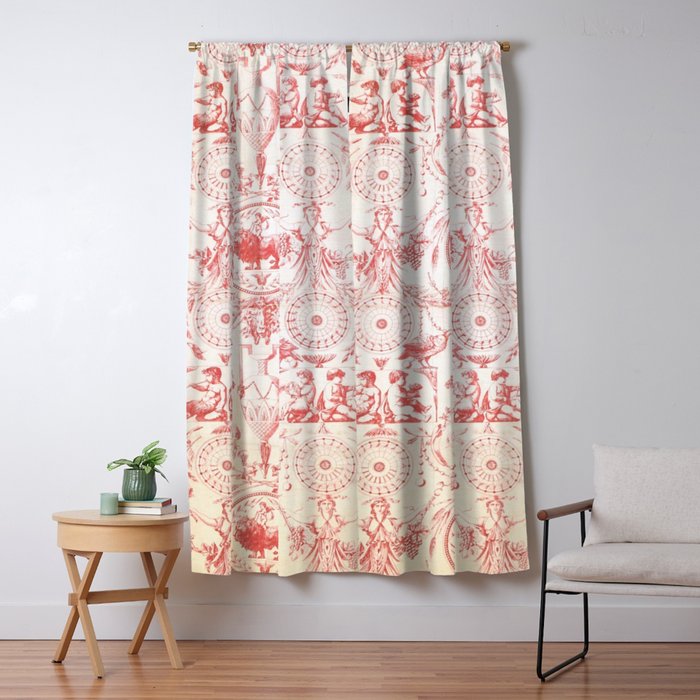 Antique 1900 Neoclassical French Chateau Toile de Jouy Window Curtain Gallery Image 1