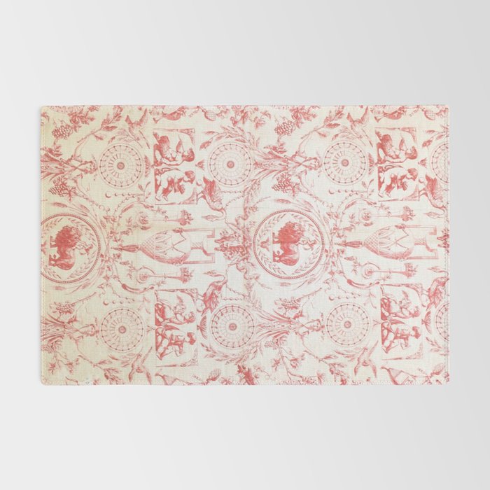 Antique 1900 Neoclassical French Chateau Toile de Jouy Rug Gallery Image 2