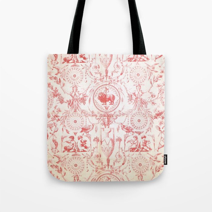 Antique 1900 Neoclassical French Chateau Toile de Jouy Tote Bag Gallery Image 1