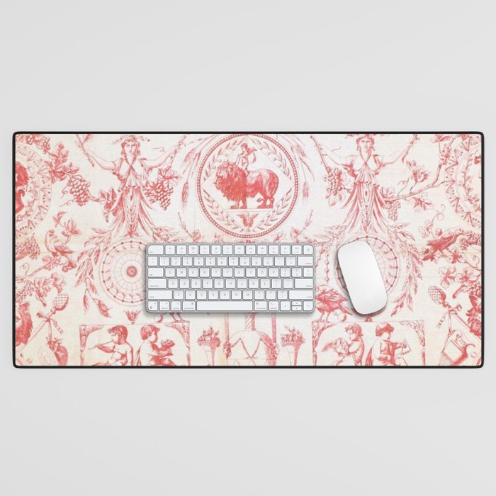 Antique 1900 Neoclassical French Chateau Toile de Jouy Desk Mat Gallery Image 1