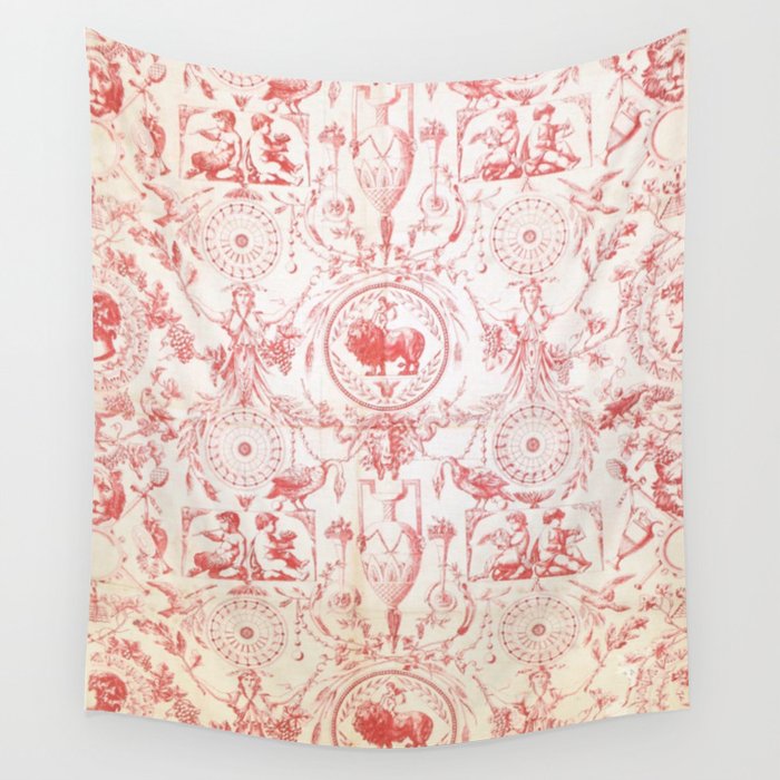 Antique 1900 Neoclassical French Chateau Toile de Jouy Wall Tapestry Gallery Image 4
