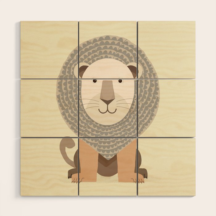Whimsical Lion Wood Wall Art
