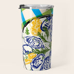 Oysters on Plate with Lemon - Coastal Checkered Travel Mug Gallery Image 3