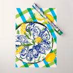 Oysters on Plate with Lemon - Coastal Checkered Wrapping Paper Gallery Image 1