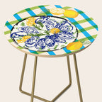 Oysters on Plate with Lemon - Coastal Checkered Side Table Gallery Image 2