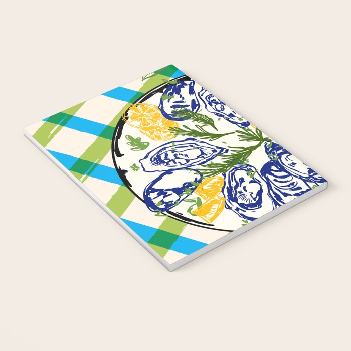 Oysters on Plate with Lemon - Coastal Checkered Notebook Gallery Image 3